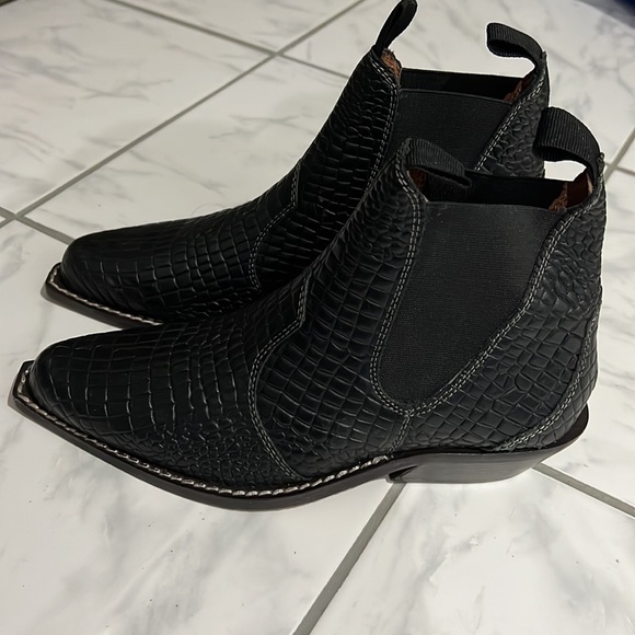 NEW Free People Beau Western Ankle Boots in Black Leather Coastal Cowgirl - Picture 7 of 9